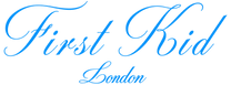 Blue cursive text reading 'First Kid London' on a plain white background.